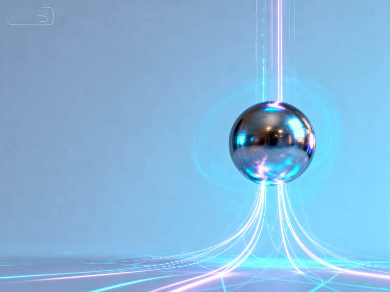 科技感金属球与光束图片