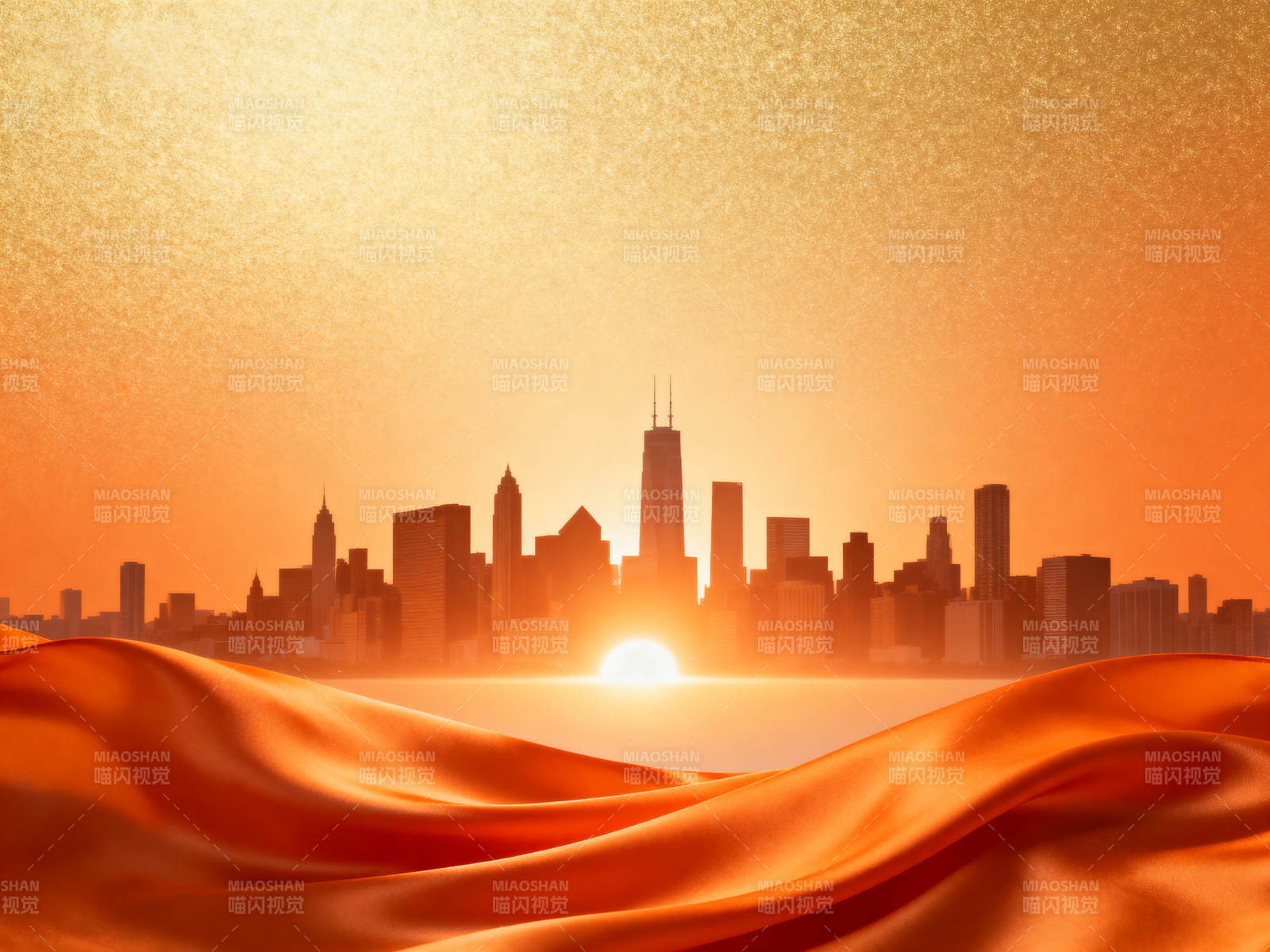 城市日出金色背景图片