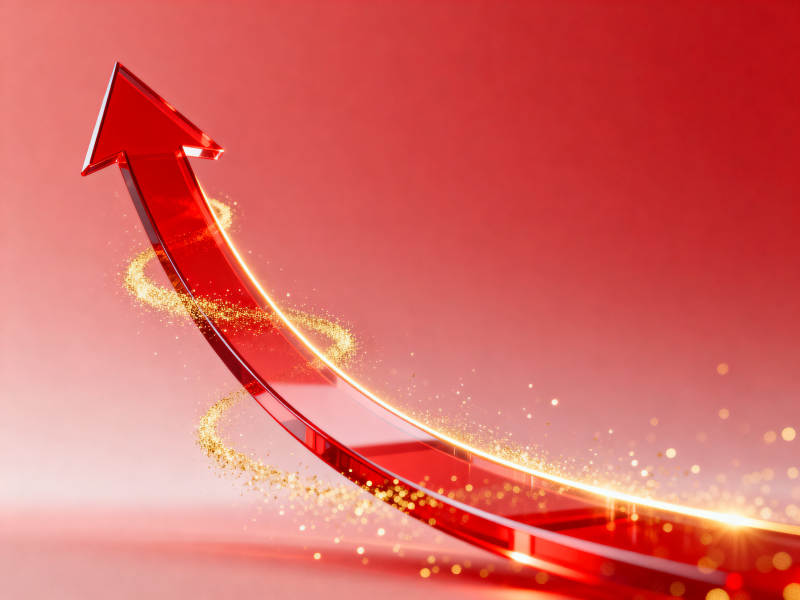 红色上升箭头寓意增长图片