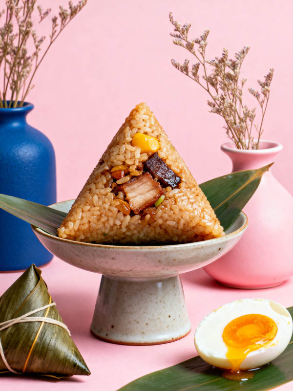 美味粽子与咸蛋搭配图片