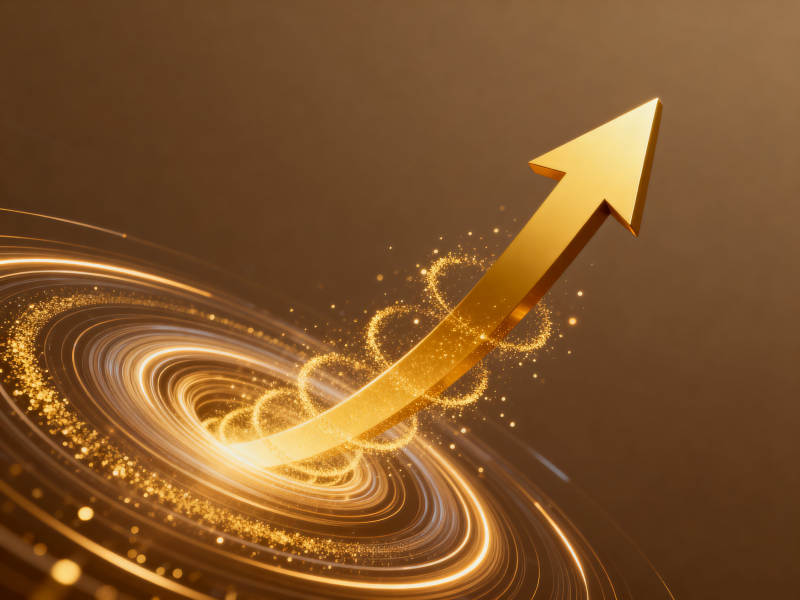 金色上升箭头寓意增长图片