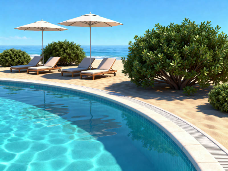 海边泳池休闲度假图片