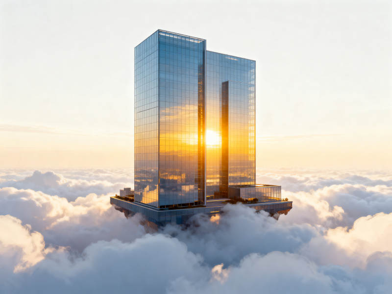 云中摩天大楼日出图片