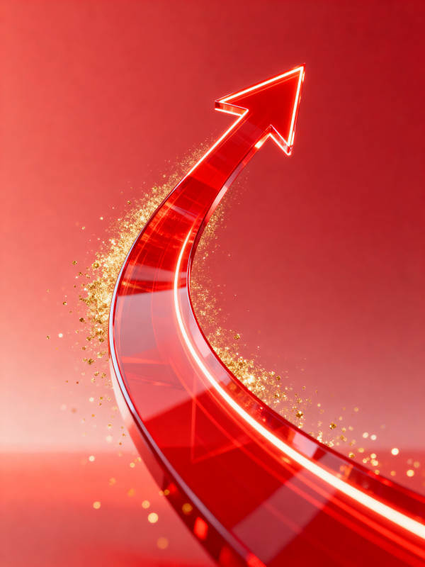 红色上升箭头寓意增长图片