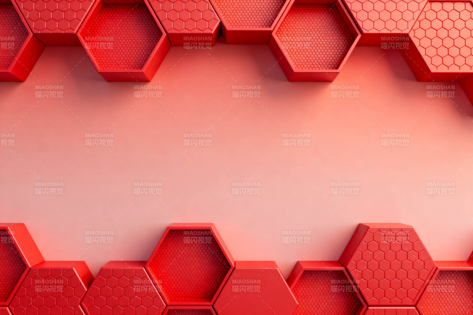 红色六边形几何背景图片