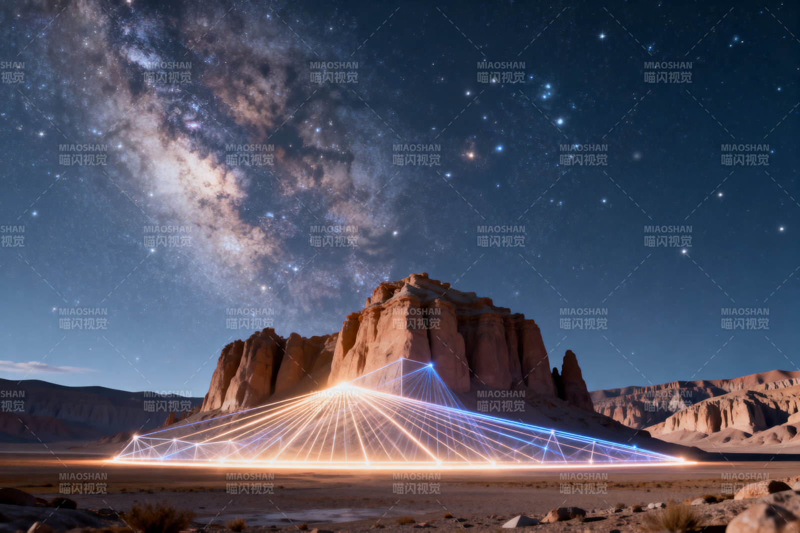 沙漠星空下的科技之光图片
