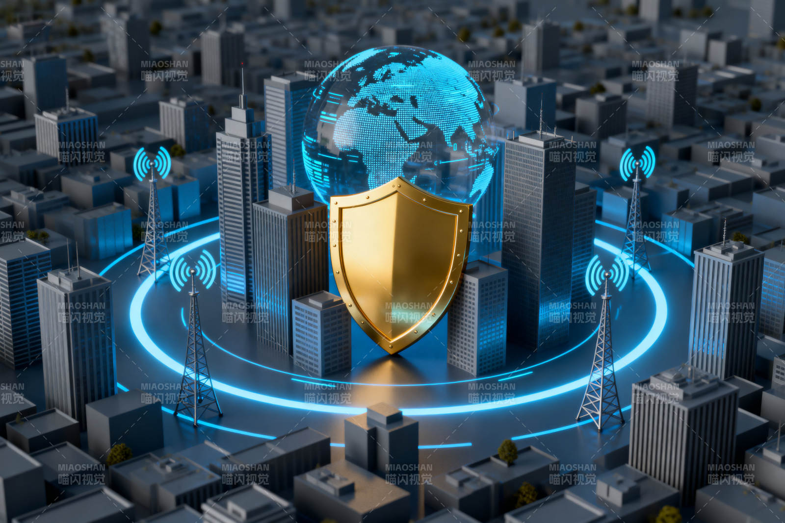 网络安全城市防护科技图片
