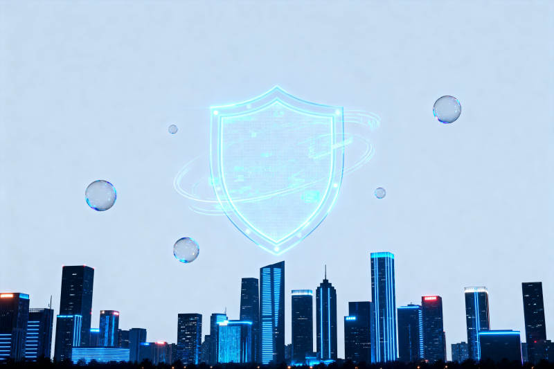 城市上空的科技防护盾图片