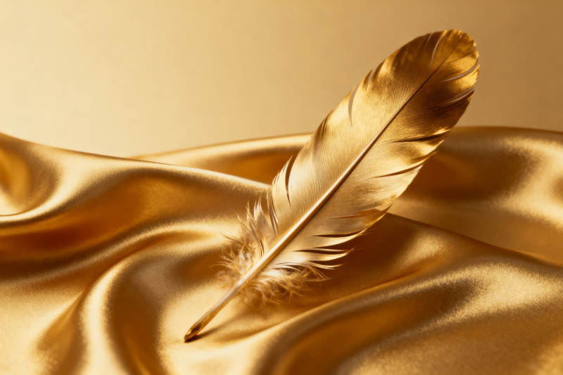 金色羽毛丝绸背景图片