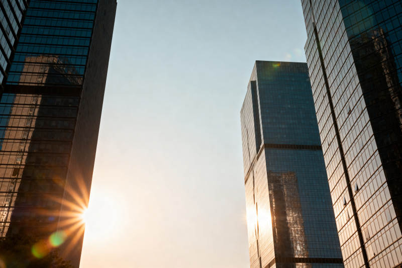 高楼大厦夕阳余晖图片