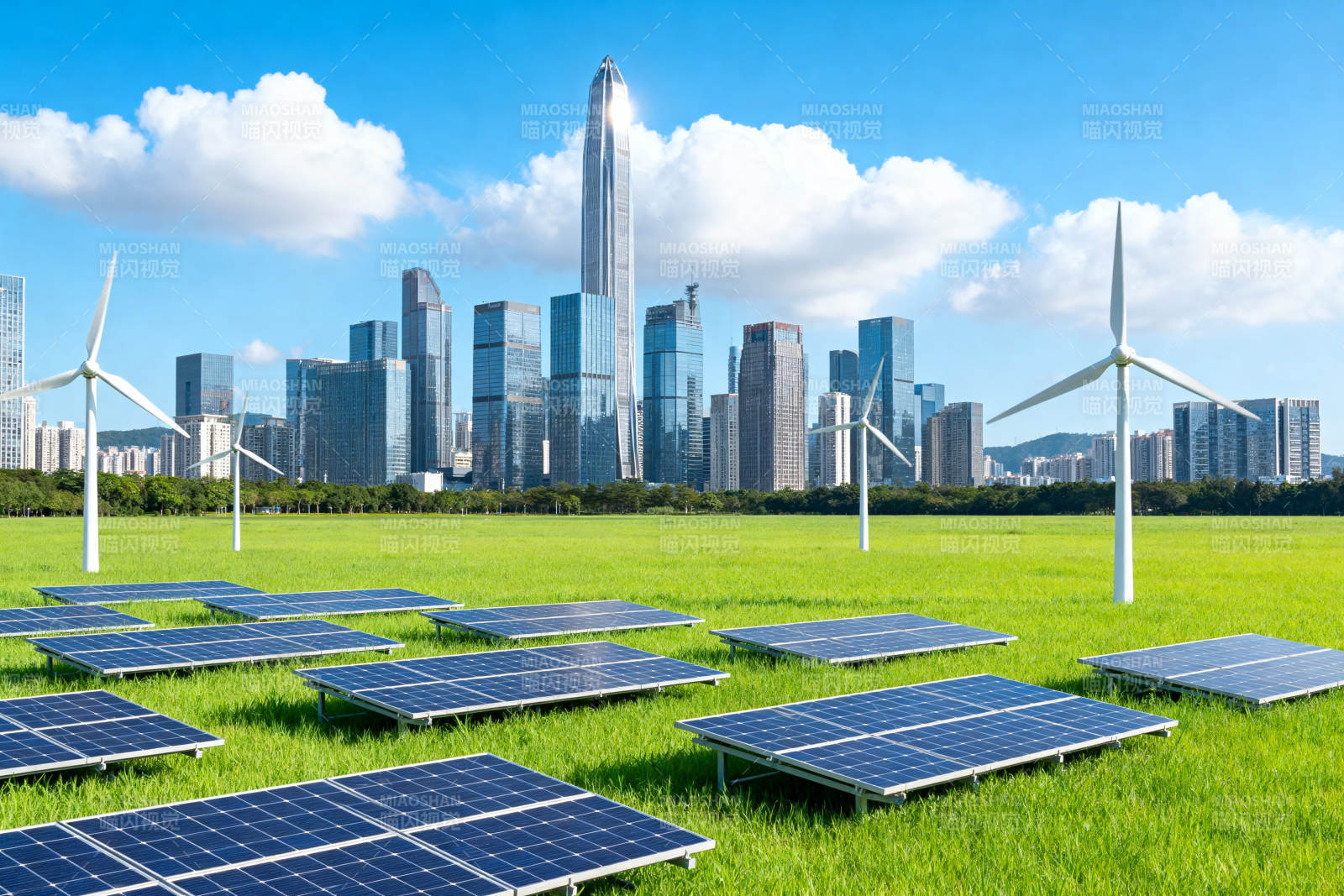 城市风光与新能源结合图片