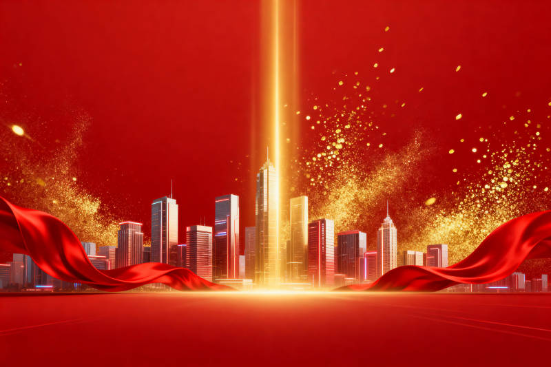 城市辉煌红色背景图片