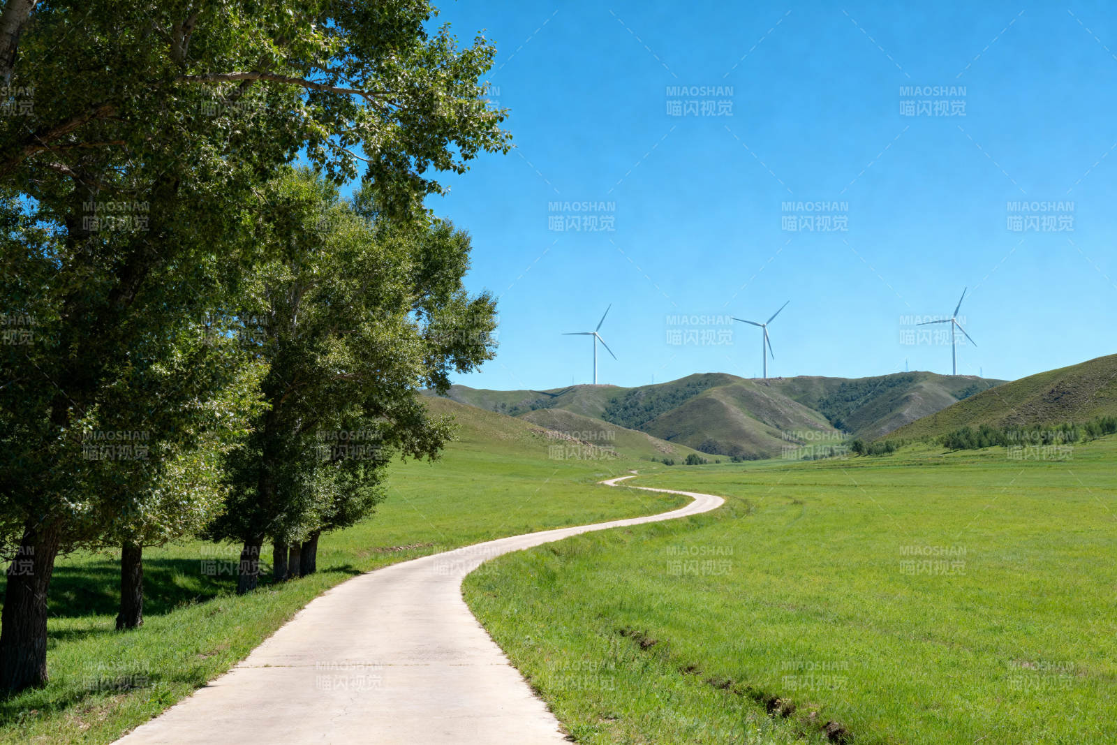 草原风电场的绿色能源之路图片