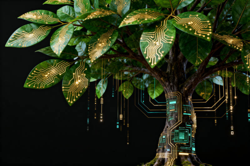 科技树电路与自然融合图片