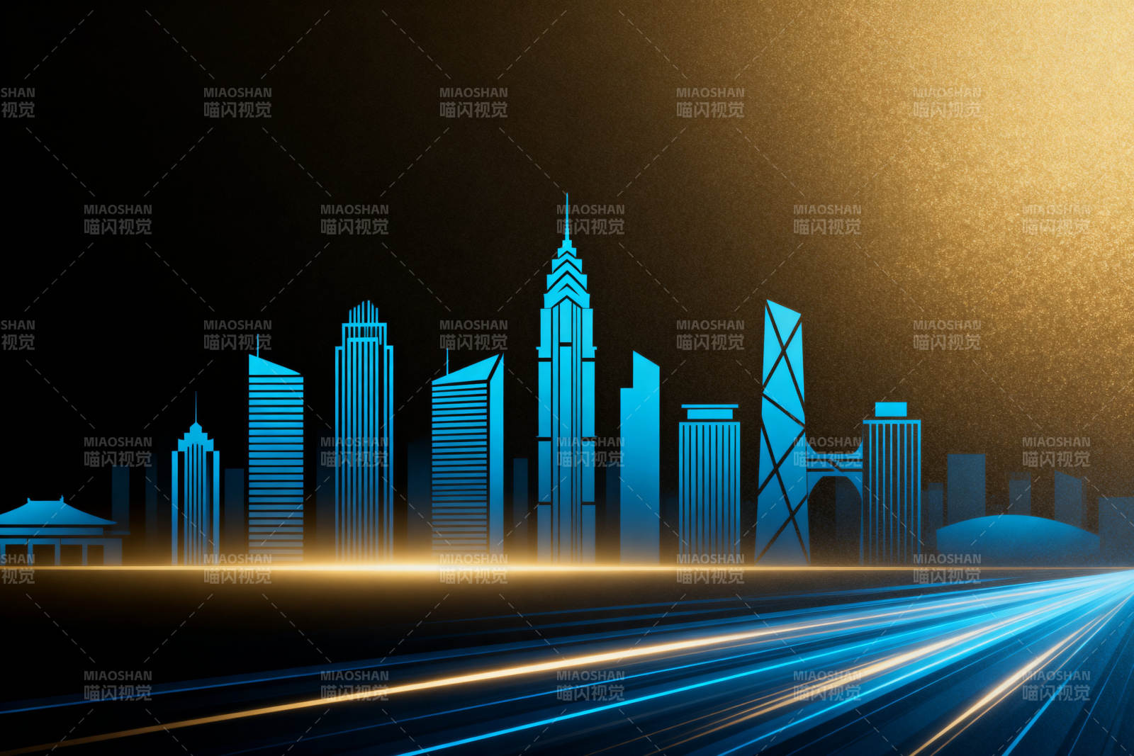 城市天际线科技感背景图片