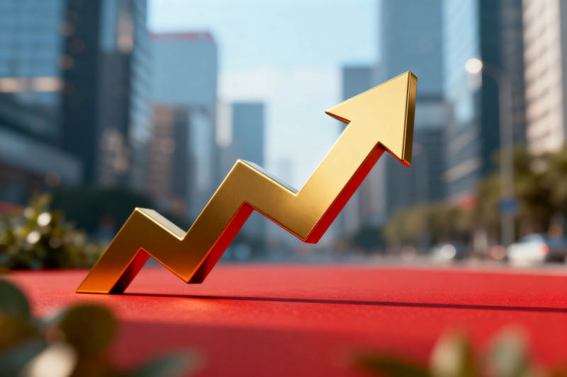 金色上升箭头象征增长图片