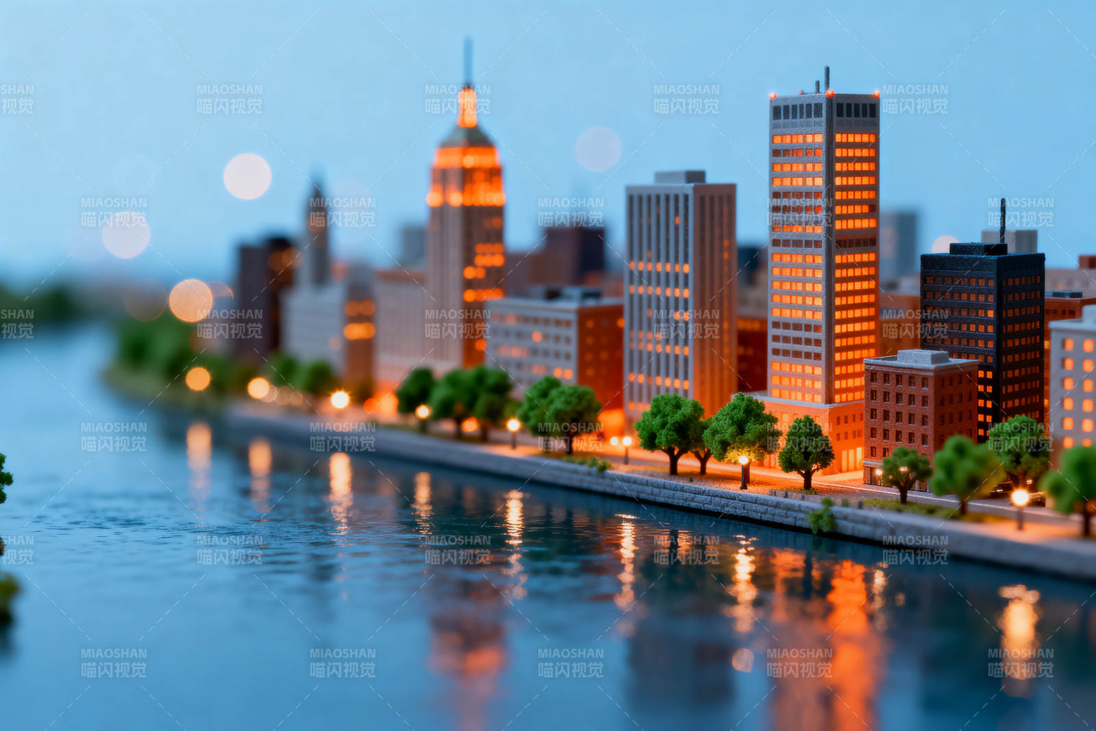 城市模型夜景灯光图片