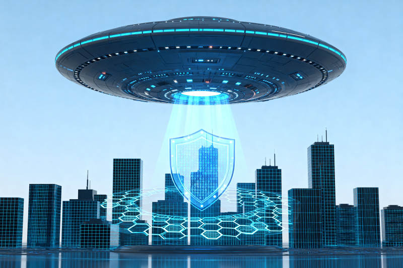 飞碟守护城市科技防护图片