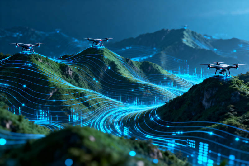 无人机山脉数据流图片