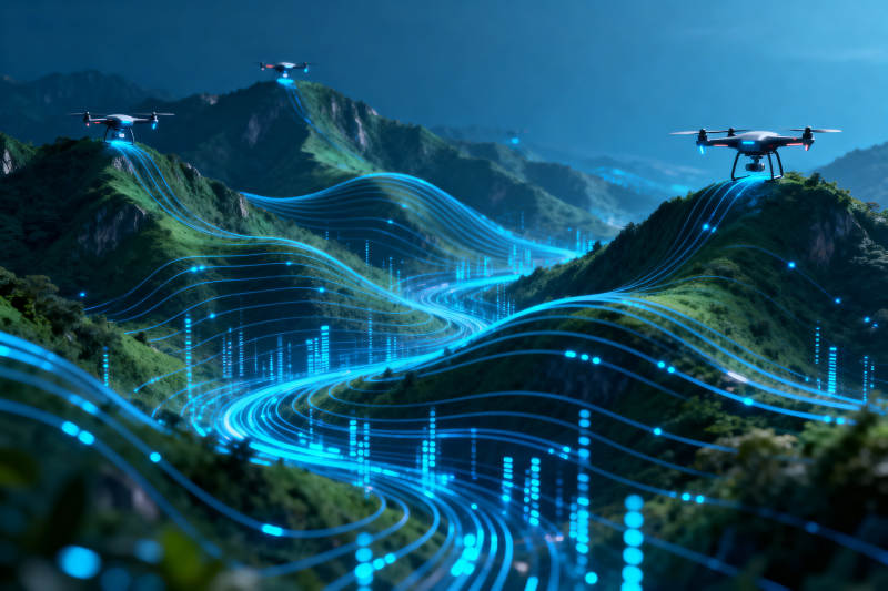 无人机山脉数据流图片