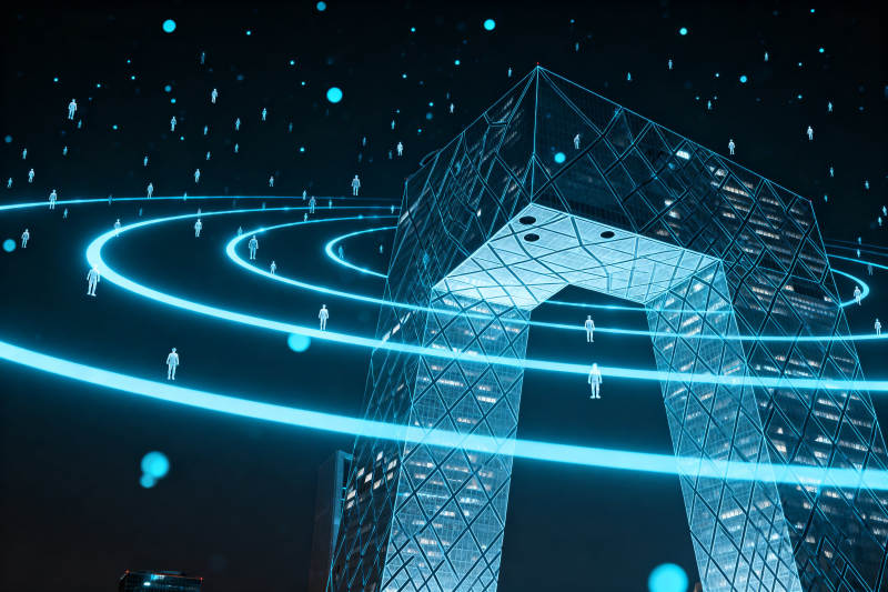 央视大楼科技感夜景图片