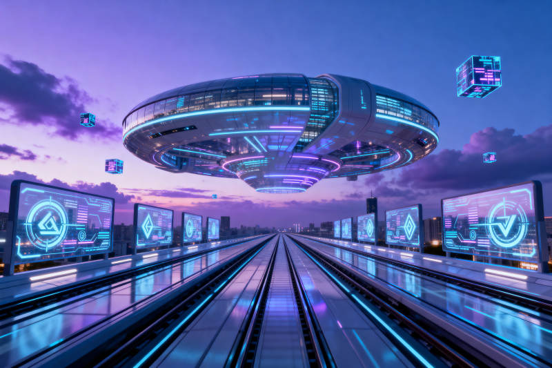 未来科技城市悬浮建筑图片