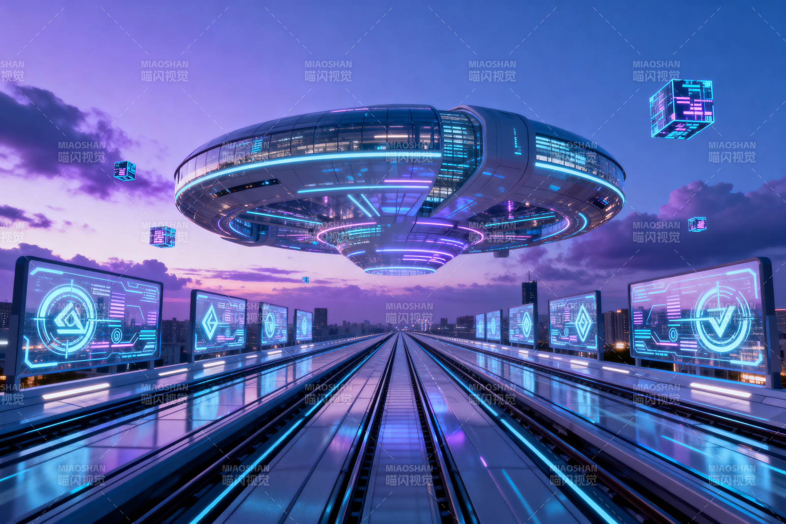 未来科技城市悬浮建筑图片