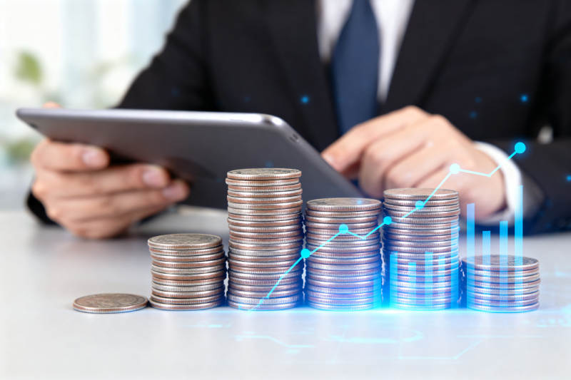 商务人士分析财务数据图片