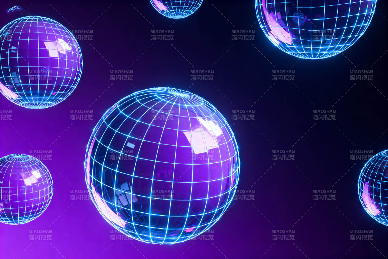 科技感网格球体悬浮图片