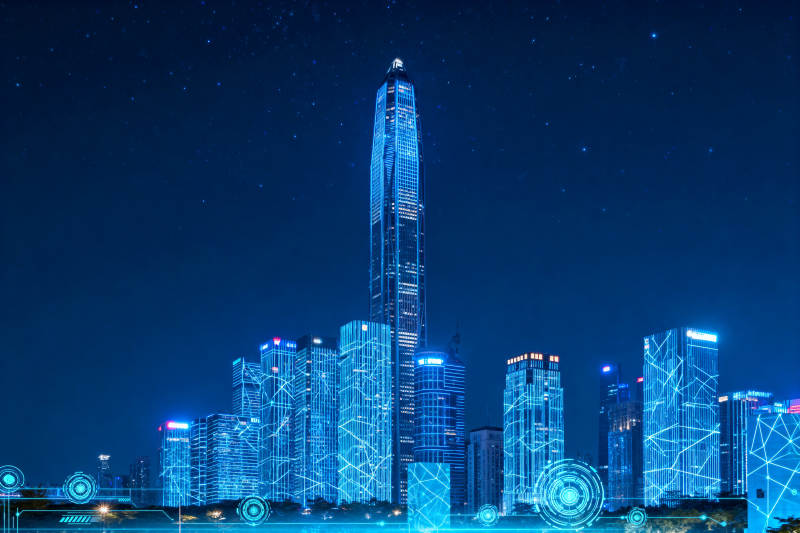 未来城市科技建筑夜景图片