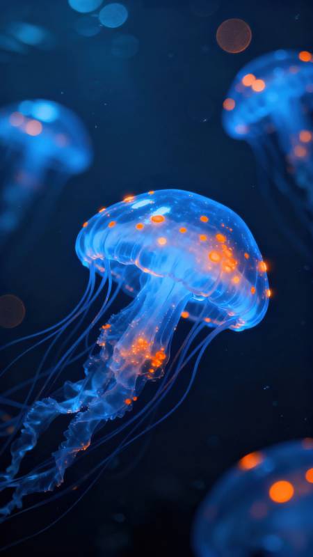 深海荧光水母图片