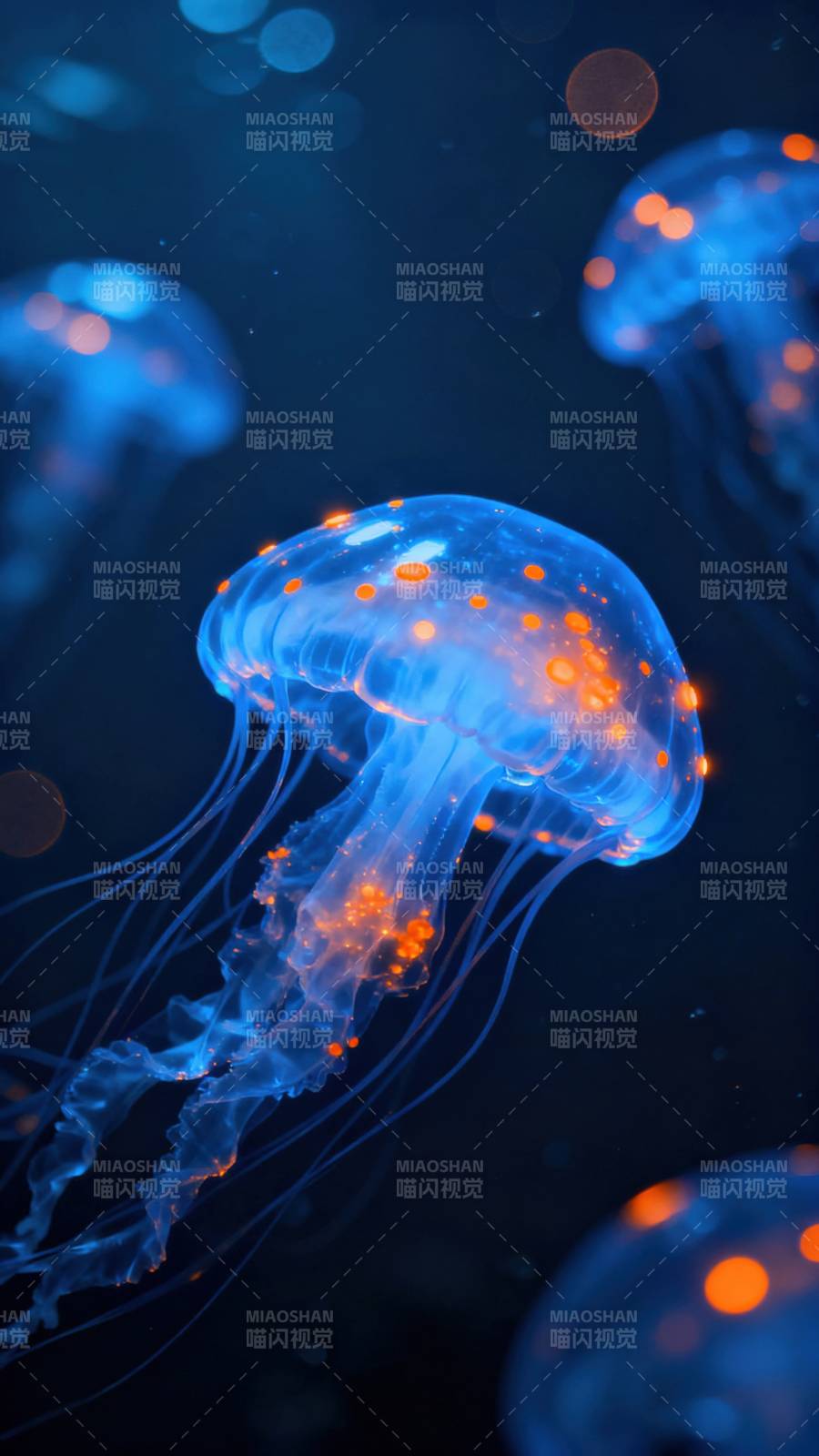 深海荧光水母图片