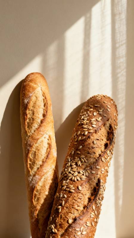 阳光下的法棍面包图片