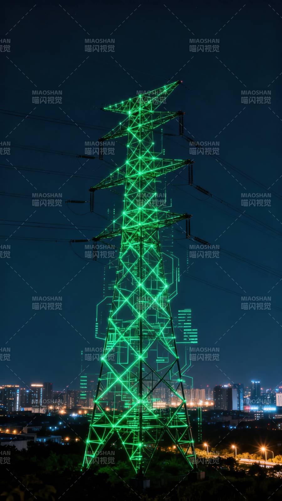 霓虹电塔夜景图片