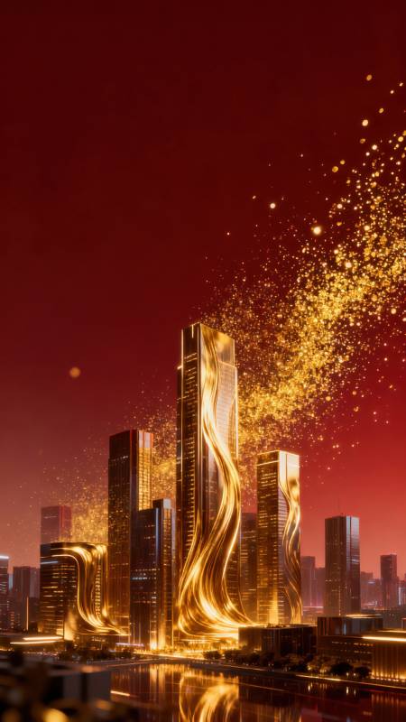 金光璀璨都市夜图片