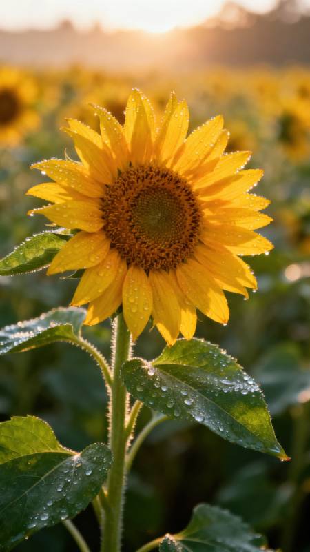 晨露向日葵图片