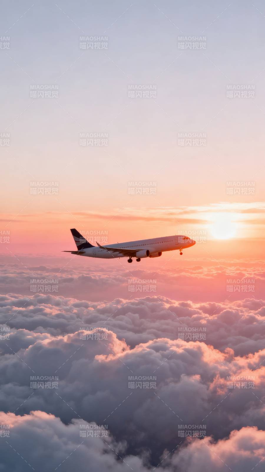 云海日落飞航图片