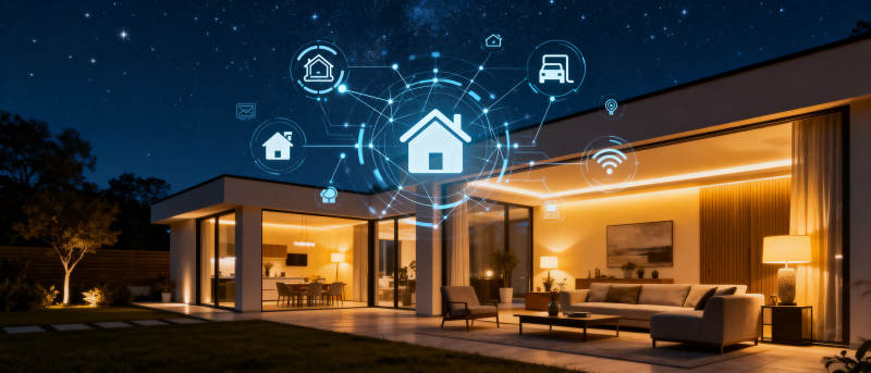 智能家庭科技生活夜景图片