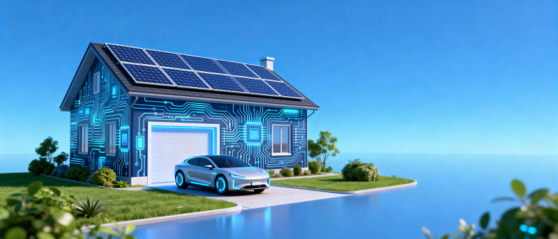 智能房屋与新能源汽车图片