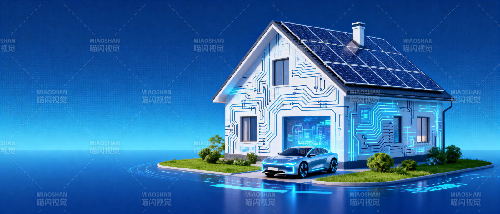 智能房屋与新能源汽车图片