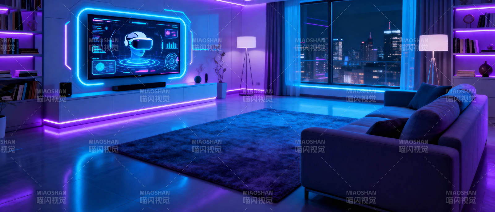 未来感客厅科技氛围灯图片