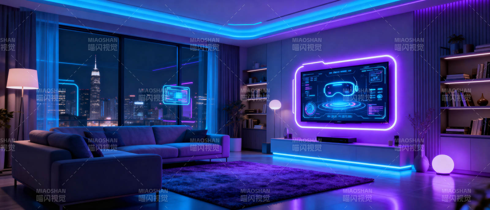 未来感客厅科技氛围灯图片