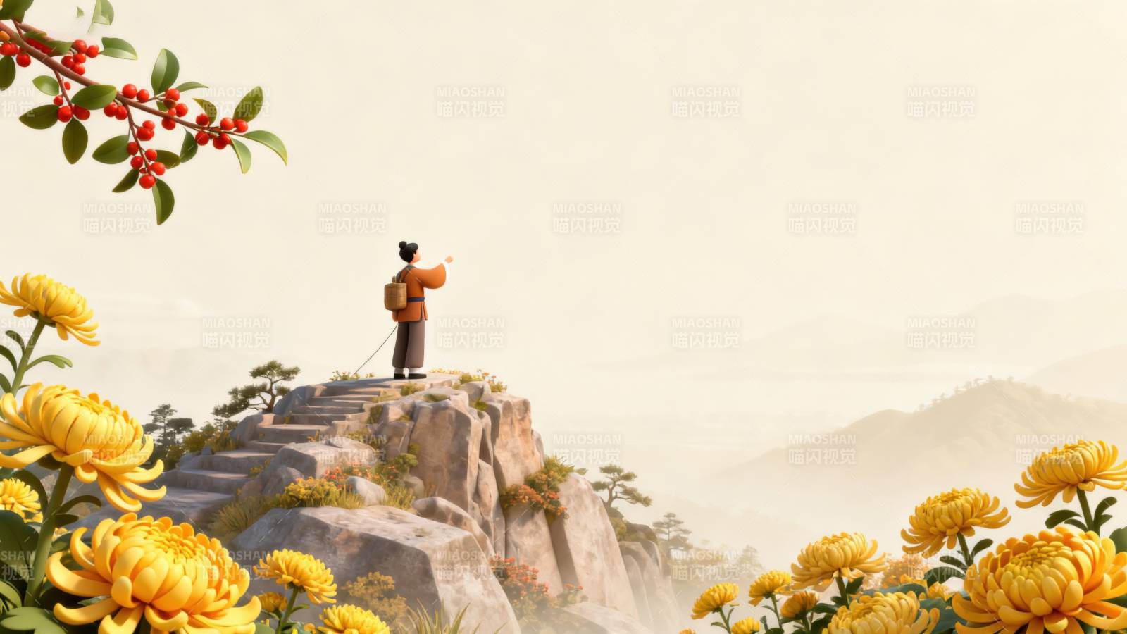 登高望远赏菊图图片