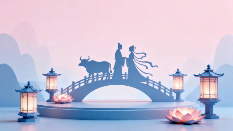 七夕节牛郎织女鹊桥相会图片