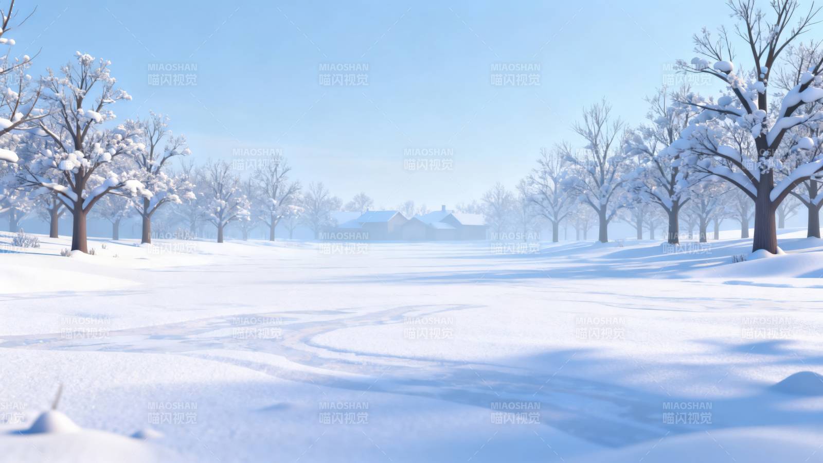 冬日雪景宁静乡村图片