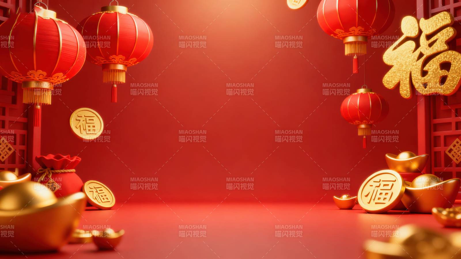 新年春节红色喜庆背景图片