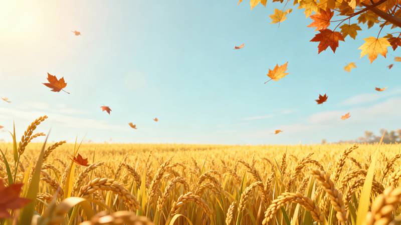 秋日稻田丰收美景图片