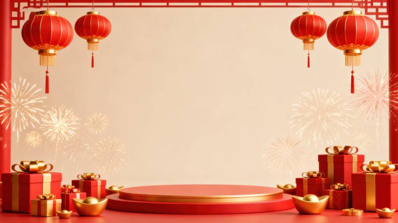 新年春节红色灯笼背景图片