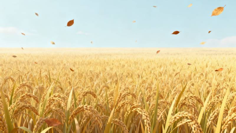 金黄稻田丰收景象图片