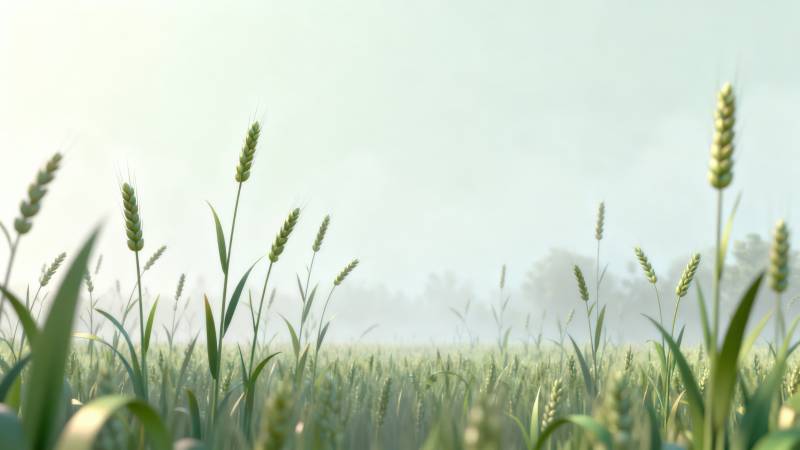 清晨麦田静谧美景图片